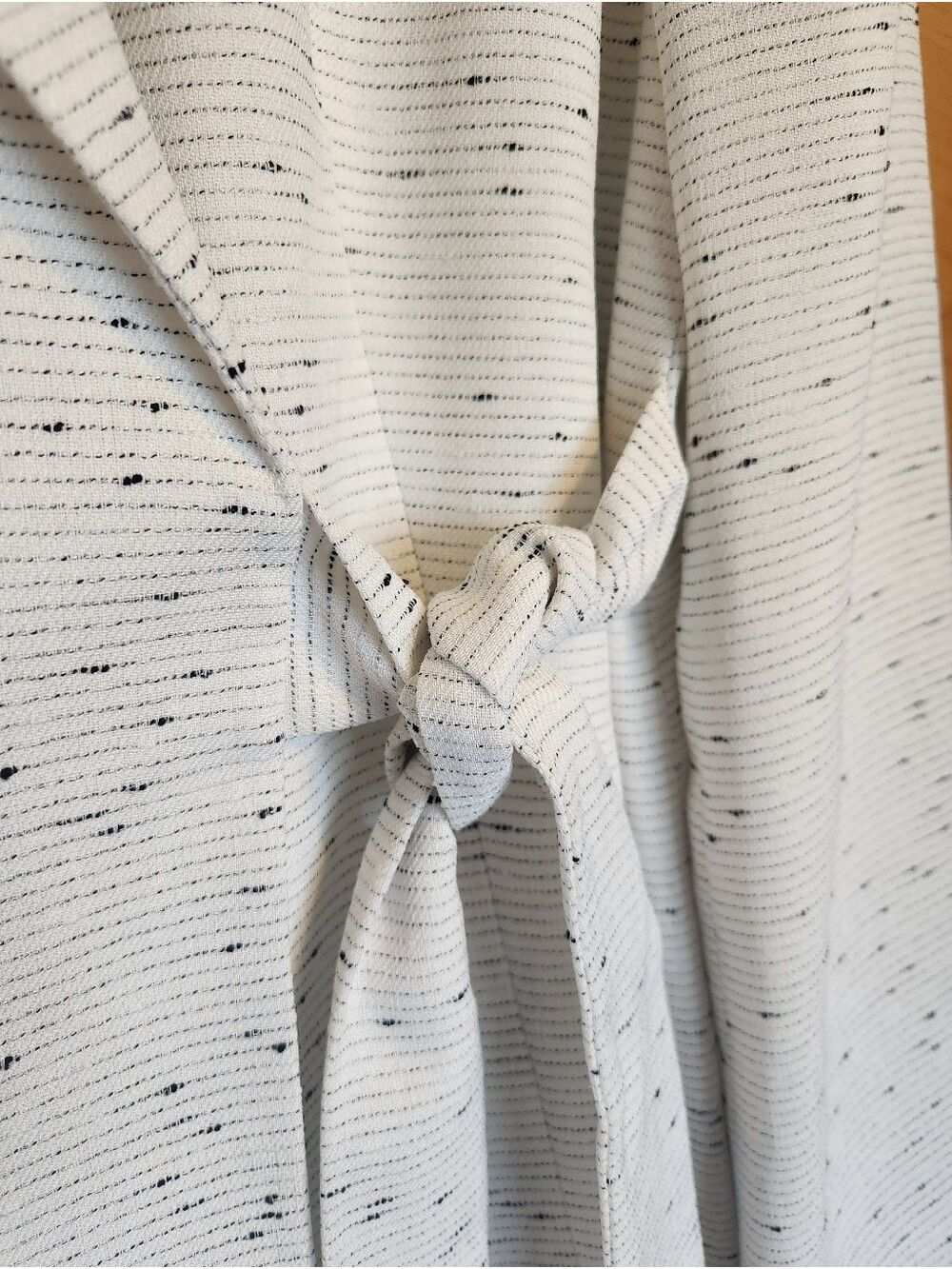 VINTAGE LE SUIT WARM WHITE TEXTURED WRAP BLAZER TIE WAIST JACKET 12 CAREER - Picture 6 of 11